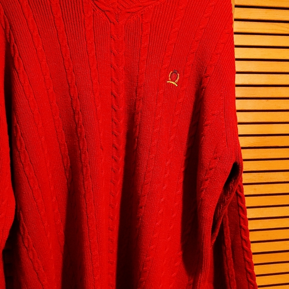 Tommy Hilfiger Red V-neck Knitted Pullover Sweater - Picture 7 of 7